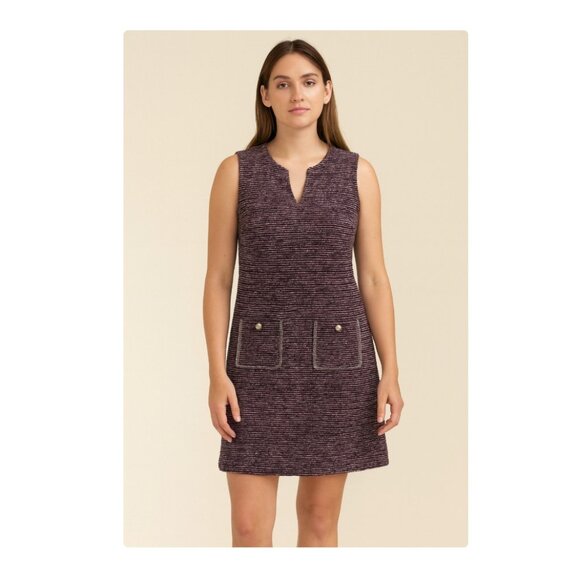 Karl Lagerfeld Paris Camilo Dress Womens 8 Tweed Shift Sleeveless Pearl Pockets - Picture 1 of 4